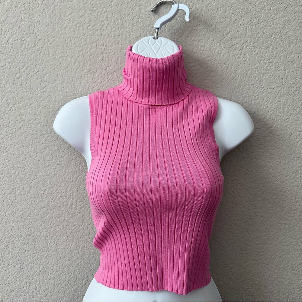 ZARA Ribbed Sleeveless Turtleneck Top - Picture 2 of 6